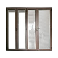 SFD Indoor glass built-in blinds multi-panel aluminum folding door