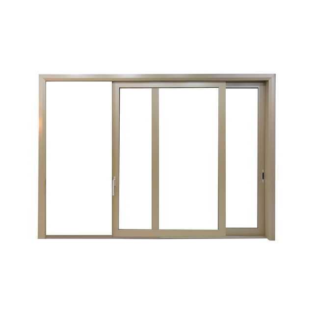 Powder coated champagne colored aluminum glass lift sliding door